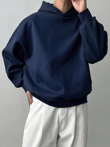 DAZY Men Kangaroo Pocket Drop Shoulder Hoodie