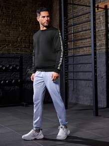 Manfinity Sport Corelite Áo thun nam họa tiết chữ thể thao Áo nỉ nam - màu đen - Xem 3