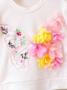 女嬰花卉刺繡貼花運動衫和圍巾 - 彩色 - 查看 6