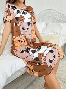 AKIKODRAWS Artist Girlcore Cartoon Graphic Nightdress,Women Clothes,For Summer - Multicolor - View 4