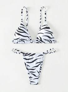 斑馬紋三角T後比基尼套裝