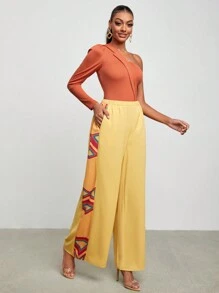Adrienne Alexis Body de un hombro de manga farol - Naranja Quemada - Ver 5