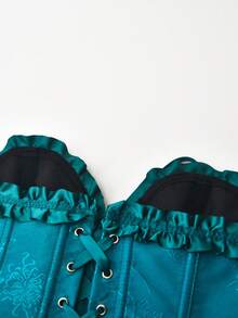 Áo corset không dây lưng buộc dây họa tiết Intarsia dành cho nữ, thích hợp cho tiệc năm mới, ngày Valentine, lễ hội, lễ tốt nghiệp và mùa hè. - Màu xanh lam - Xem 3