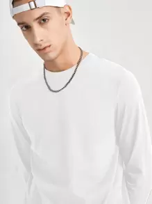 SWAVVY Men Solid Round Neck Tee, For Fall