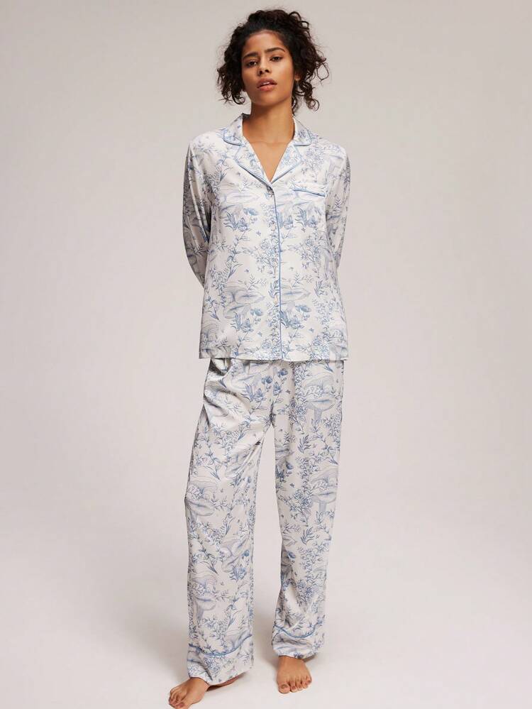 Autumn And Winter Floral Satin Long Pajama Set For Women Lounge Sets For Women Lingerie Fall Pajamas Clothes