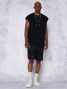 Men Tank Top With Front Graphic For Daily Wear - Black - View 6