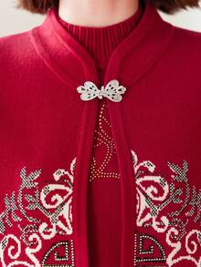 Floral Pattern Duffle Cardigan & Knit Top