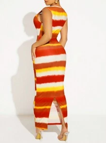 SHEIN SXY 紮染方領緊身洋裝 - 彩色 - 查看 2