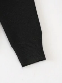 Tween Boy Letter Pattern Button Front Cardigan - Black and White - View 7