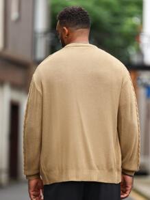 Manfinity Homme Men Solid Cable Knit Button Up Cardigan - Brown - View 2