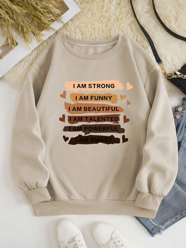 Slogan Graphic Thermal Lined Sweatshirt | SHEIN USA