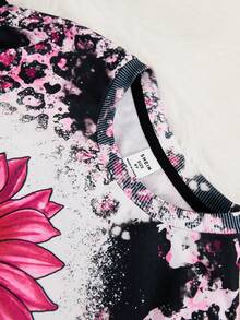 SHEIN Cô gái Tween Hoa & In hoa Báo Áo chui đầu - màu đen - Xem 4