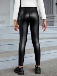 Cô gái Tween Thư được vá Cạp da PU - màu đen - Xem 2