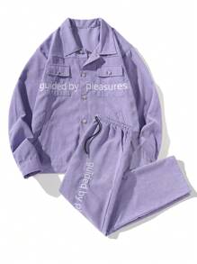 Manfinity Homme 男士兩件套 - 紫色 - 查看 3