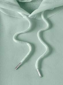 SHEIN EZwear Slogan & Butterfly In hình Kangaroo Túi dây rút có lót nhiệt - màu xanh lá - Xem 4