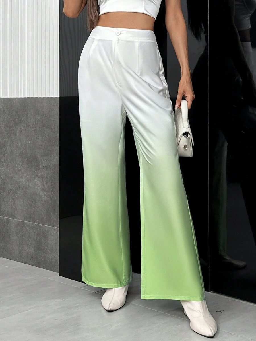 SHEIN Privé Ombre Wide Leg Pants - Multicolor - View 1