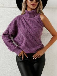 SHEIN Unity Turtleneck Cable Knit Sweater