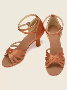 專業舞蹈鞋 交誼舞鞋 女士拉丁舞鞋 高跟7cm - 棕色 - 查看 2