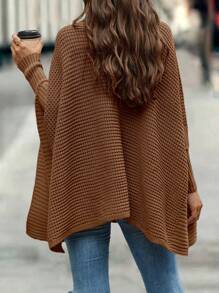 SHEIN LUNE Áo cao cổ tay cánh Áo choàng Mưa - Rỉ Nâu - Xem 2