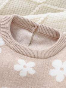 Bébé Fille Combinaison Fleuri En Tricot