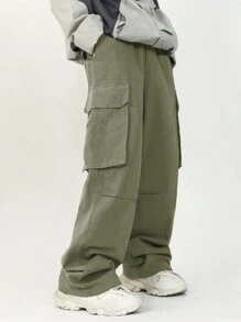 Manfinity EMRG Men Flap Pocket Side Cargo Pants - Army Green - View 1