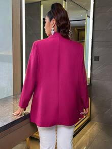 Celure Hơn Cổ áo Chi tiết về Flap Áo vest Không có thắt lưng - Màu Hồng Tươi - Xem 2