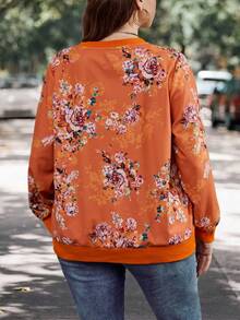 SHEIN LUNE 大碼印花運動衫 - 橘色 - 查看 2