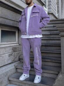 Manfinity Homme 男士兩件套 - 紫色 - 查看 1