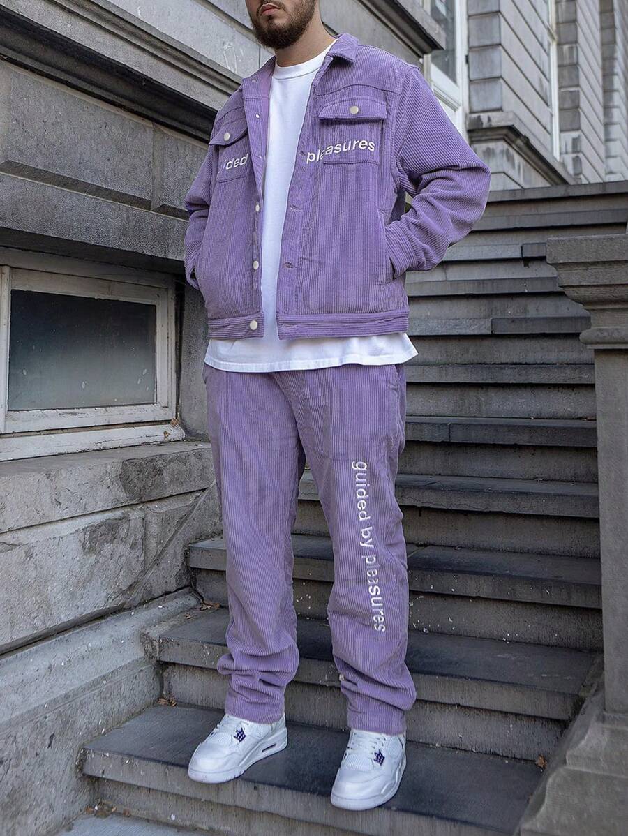 Manfinity Homme 男士兩件套 - 紫色 - 查看 1