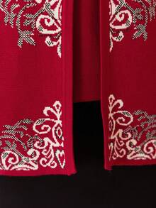 Floral Pattern Duffle Cardigan & Knit Top