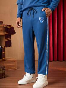 HARRY POTTER X SHEIN 男士字母圖案落肩袖衛衣和衛褲 - 彩色 - 查看 4