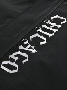 Manfinity Hypemode Chaqueta Con Capucha Y Gráficos De Letra Para Hombres - Negro - Ver 3