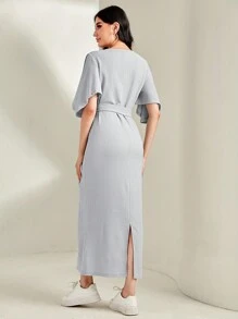 Mulvari 純色束帶合身洋裝