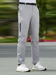 Gym Rark Men Zip Pocket Sports Pants Without Belt Sweat Pants - Grey - View 5