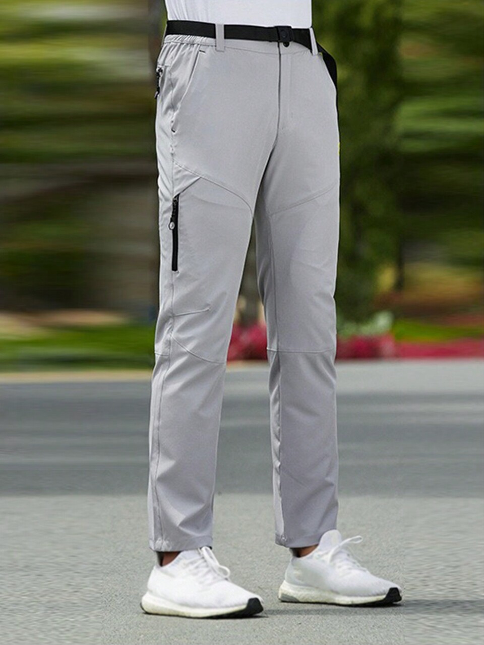 Men Zip Pocket Sports Pants Without Belt Sweat Pants