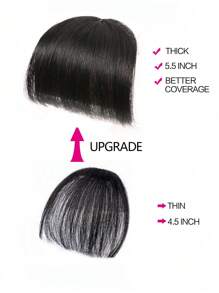 Bigger Size Human Hair Air Bangs Black Color Bangs Clip In Hair Extensions Beginner Friendly - Natural Black - View 3