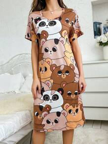AKIKODRAWS Artist Girlcore Cartoon Graphic Nightdress,Women Clothes,For Summer - Multicolor - View 6