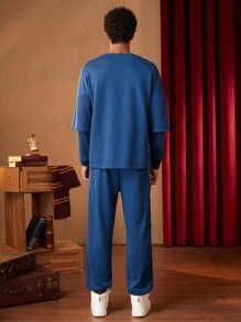 HARRY POTTER X SHEIN 男士字母圖案落肩袖衛衣和衛褲 - 彩色 - 查看 2