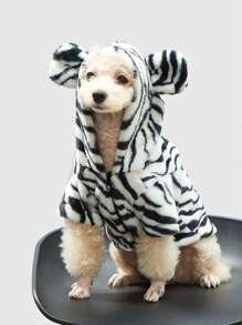 1件寵物外套帶有條紋圖案的兔毛皮衣裳,適用於貓和狗