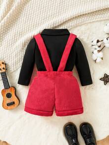 SHEIN 男嬰前蝴蝶結POLO衫&背帶短褲 - 彩色 - 查看 2