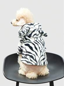 1件寵物外套帶有條紋圖案的兔毛皮衣裳,適用於貓和狗