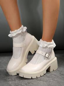 Zapatos De Tacón Alto Para Damas - Blanco - Ver 7