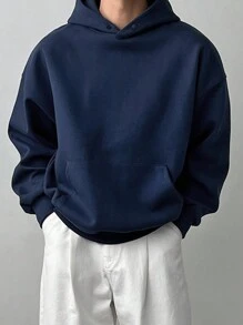 DAZY Men Kangaroo Pocket Drop Shoulder Hoodie