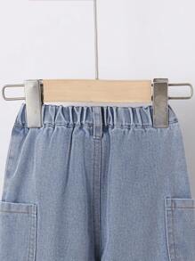 Đứa bé trai Túi Kép Đã vá Quần Jeans Jogger - Rửa nhẹ - Xem 4