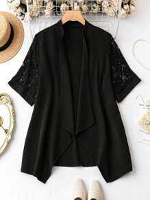 SHEIN LUNE Áo vest Plus size - màu đen - Xem 1