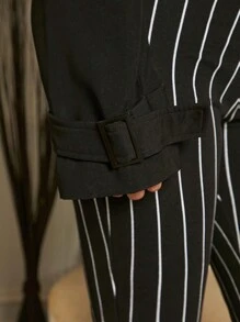 SHEIN SXY 素色前紐扣短夾克 - 黑色 - 查看 6