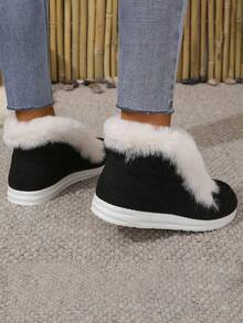 Botas de nieve para mujeres unicolor moda - Negro - Ver 2