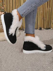 Botas de nieve para mujeres unicolor moda - Negro - Ver 3