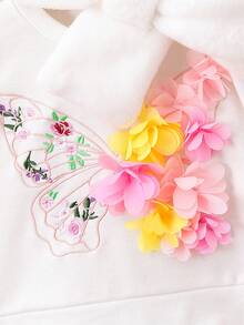 女嬰花卉刺繡貼花運動衫和圍巾 - 彩色 - 查看 7