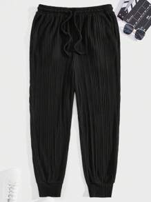 Manfinity RebelGame Nam Eo dây rút Đồ đan Ribbed Quần thể thao - màu đen - Xem 1